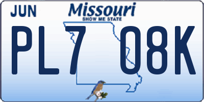 MO license plate PL7O8K