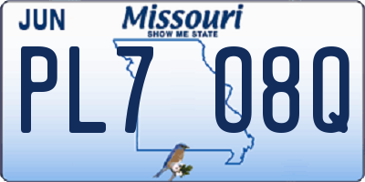 MO license plate PL7O8Q