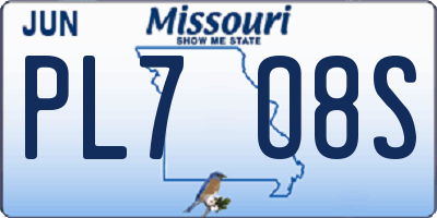 MO license plate PL7O8S