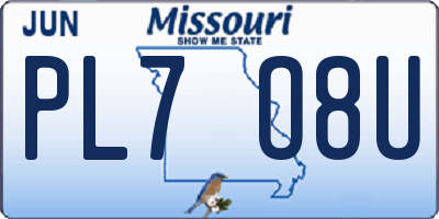 MO license plate PL7O8U