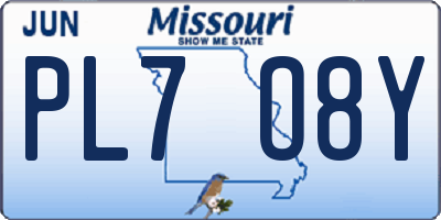 MO license plate PL7O8Y