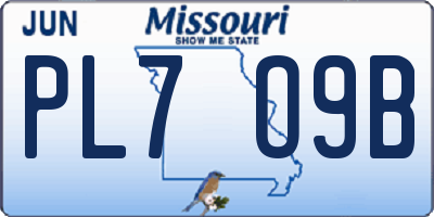 MO license plate PL7O9B