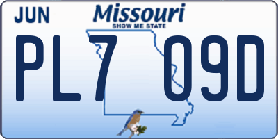MO license plate PL7O9D