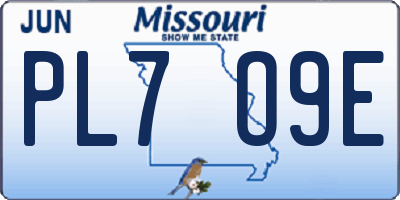 MO license plate PL7O9E