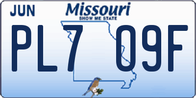MO license plate PL7O9F