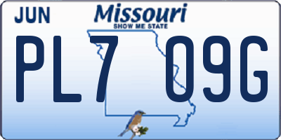 MO license plate PL7O9G