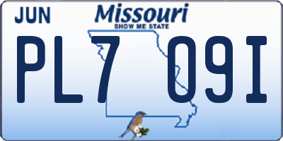 MO license plate PL7O9I