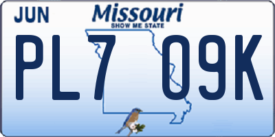 MO license plate PL7O9K