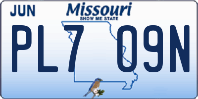 MO license plate PL7O9N