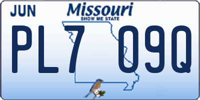 MO license plate PL7O9Q