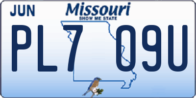 MO license plate PL7O9U
