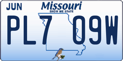MO license plate PL7O9W