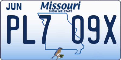 MO license plate PL7O9X
