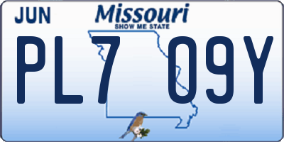 MO license plate PL7O9Y