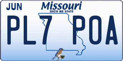MO license plate PL7P0A