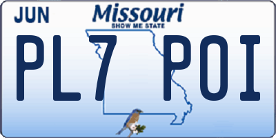 MO license plate PL7P0I