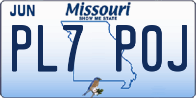 MO license plate PL7P0J