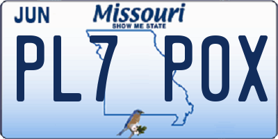 MO license plate PL7P0X