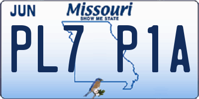 MO license plate PL7P1A
