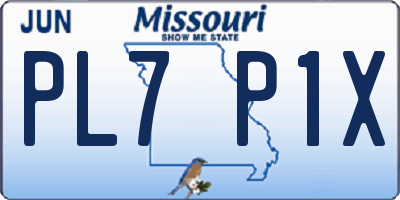 MO license plate PL7P1X