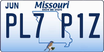 MO license plate PL7P1Z