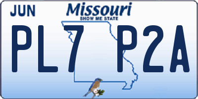 MO license plate PL7P2A