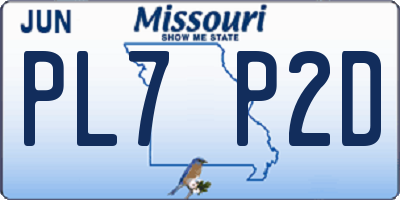 MO license plate PL7P2D