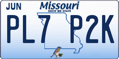 MO license plate PL7P2K