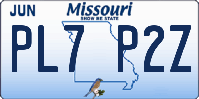 MO license plate PL7P2Z