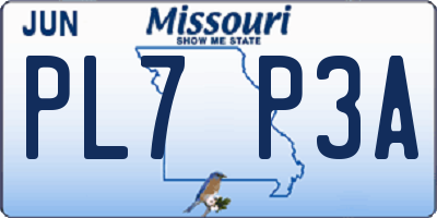 MO license plate PL7P3A