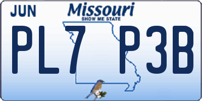MO license plate PL7P3B