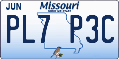 MO license plate PL7P3C
