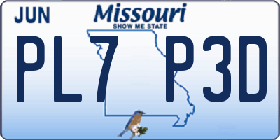 MO license plate PL7P3D