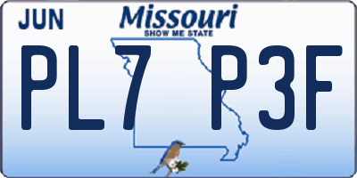MO license plate PL7P3F