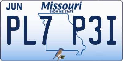 MO license plate PL7P3I