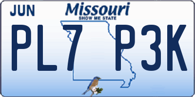 MO license plate PL7P3K
