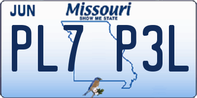 MO license plate PL7P3L