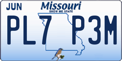MO license plate PL7P3M