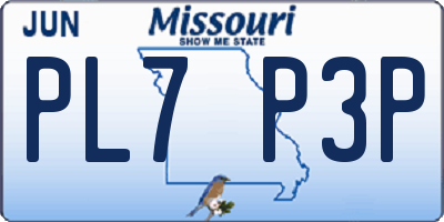 MO license plate PL7P3P
