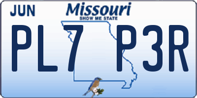 MO license plate PL7P3R
