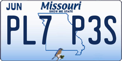 MO license plate PL7P3S