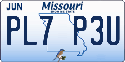 MO license plate PL7P3U