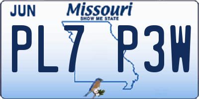 MO license plate PL7P3W
