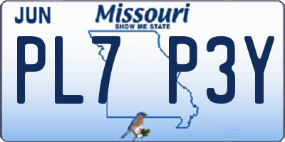MO license plate PL7P3Y