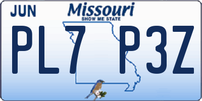 MO license plate PL7P3Z