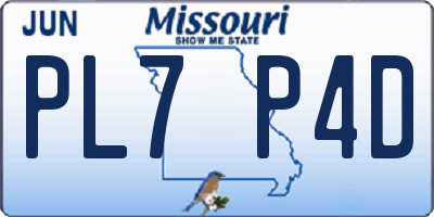 MO license plate PL7P4D
