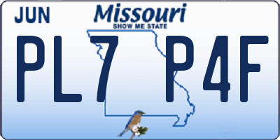 MO license plate PL7P4F