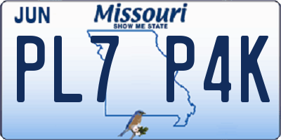 MO license plate PL7P4K