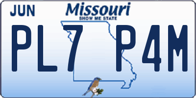 MO license plate PL7P4M