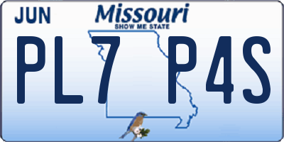 MO license plate PL7P4S
